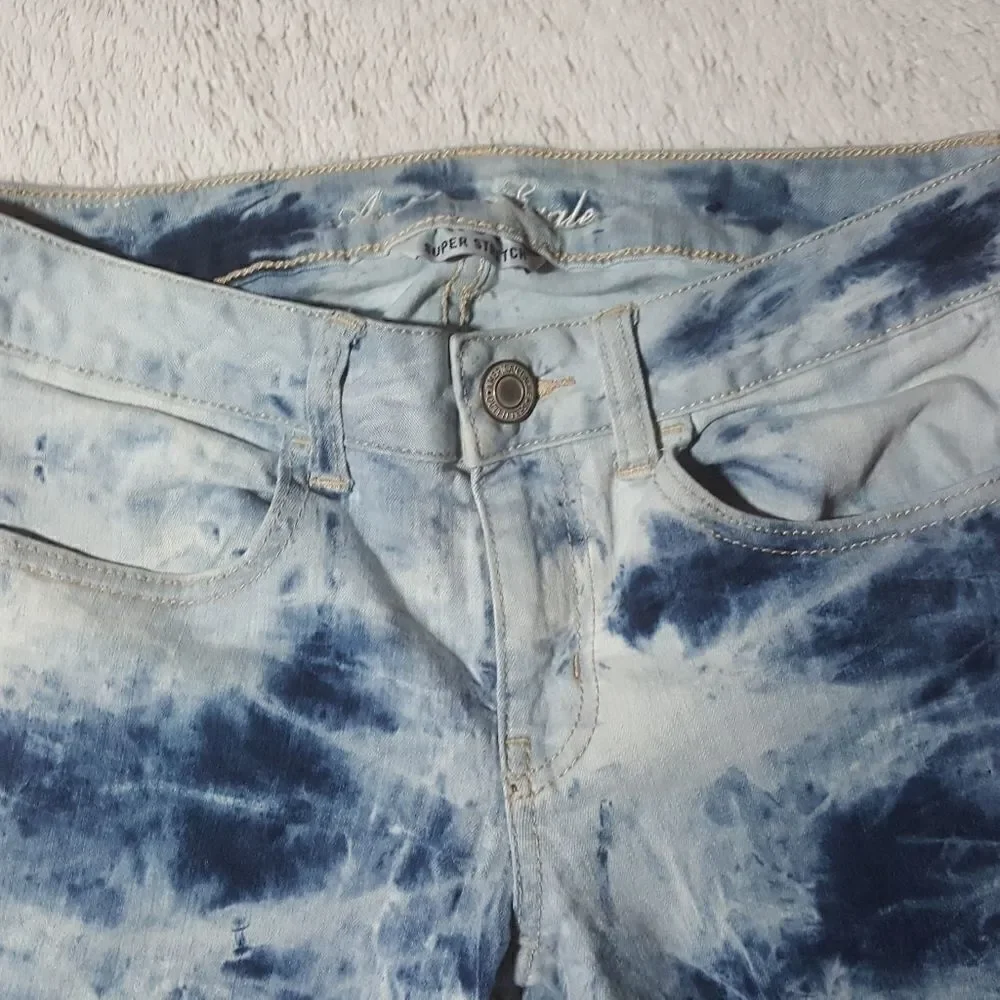 American Eagle Jegging Blotchy Bleached Jeans Womens Size 6‎